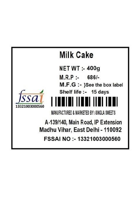 Singla Sweets Milk Cake Burfi 400g Delicious Sweet