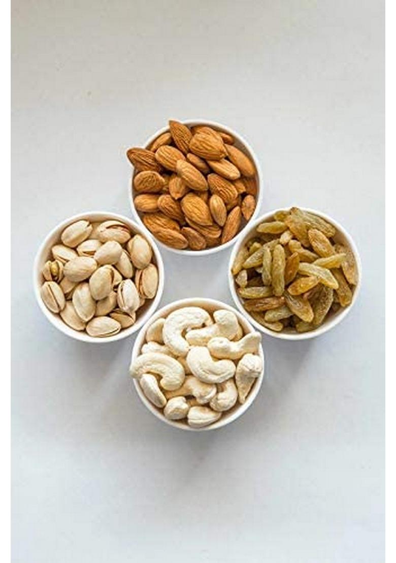 Dessert Drama By Kesar Sweets | Dry Fruits & Nuts Gifts Hamper Box with Kaju, Badaam, Pistachio, Kismish, Dried Cranberry, Apricot (50 g Each) Premium Corporate Dryfruits Gift Pack for Family Friends