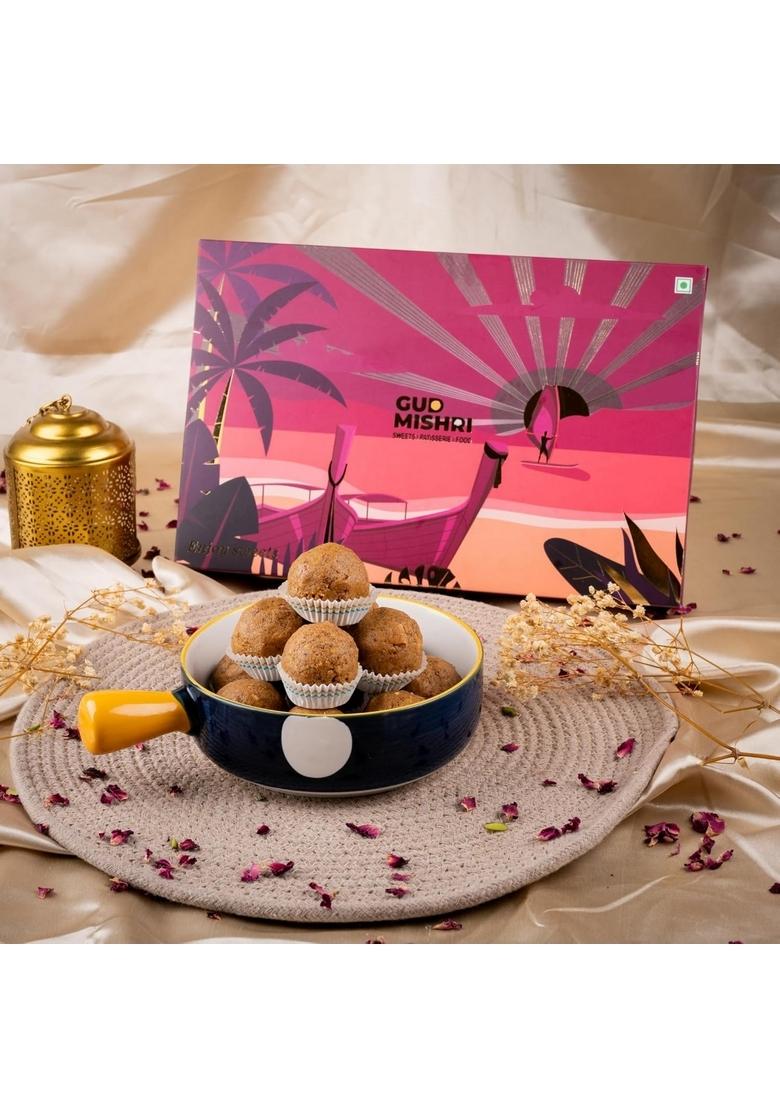 GUD MISHRI Besan Laddu | Handmade Mithai with Desi Ghee No Refined Sugar Guilt-Free Indian Sweet Traditional Festive Dessert Healthy Gift Box Palm Oil