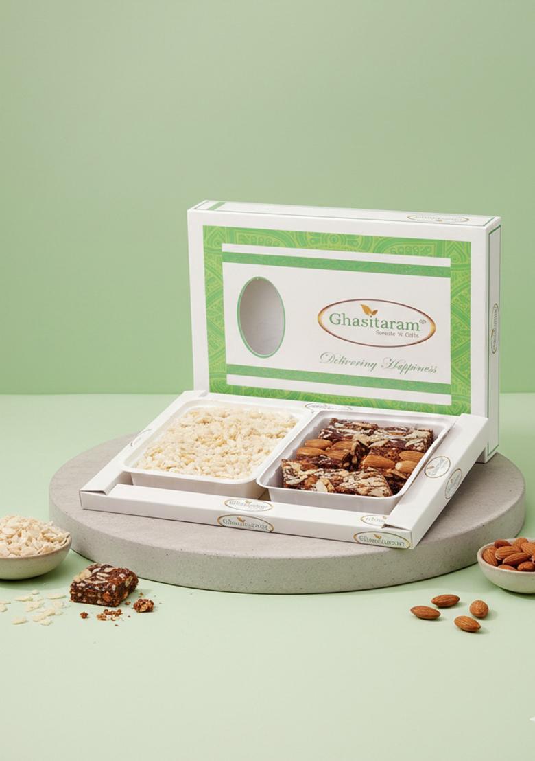 Ghasitaram Gifts Diet Chiwda Namkeen with Natural Sugarfree Mix Hamper|Sugar Free Sweets|Diabetic Friendly|Diwali Sugar Sweets Box