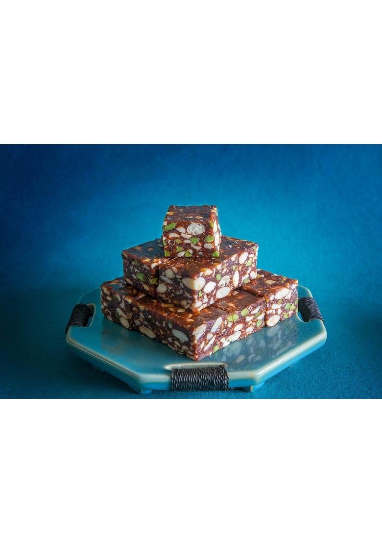 Dessert Drama Diwali Special Healthy and Delicious Dry Fruits & Nuts Barfi (200 Gram) Sweet Box with Ganesh ji Laxmi murti