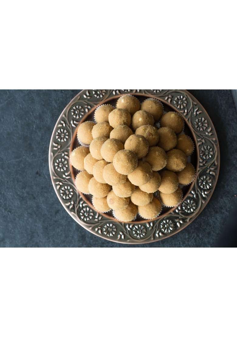 Dessert Drama Diwali Special Healthy and Delicious Desi Ghee Besan Laddoo (400 Gram) Sweet Box with Ganesh ji Laxmi murti - Indya