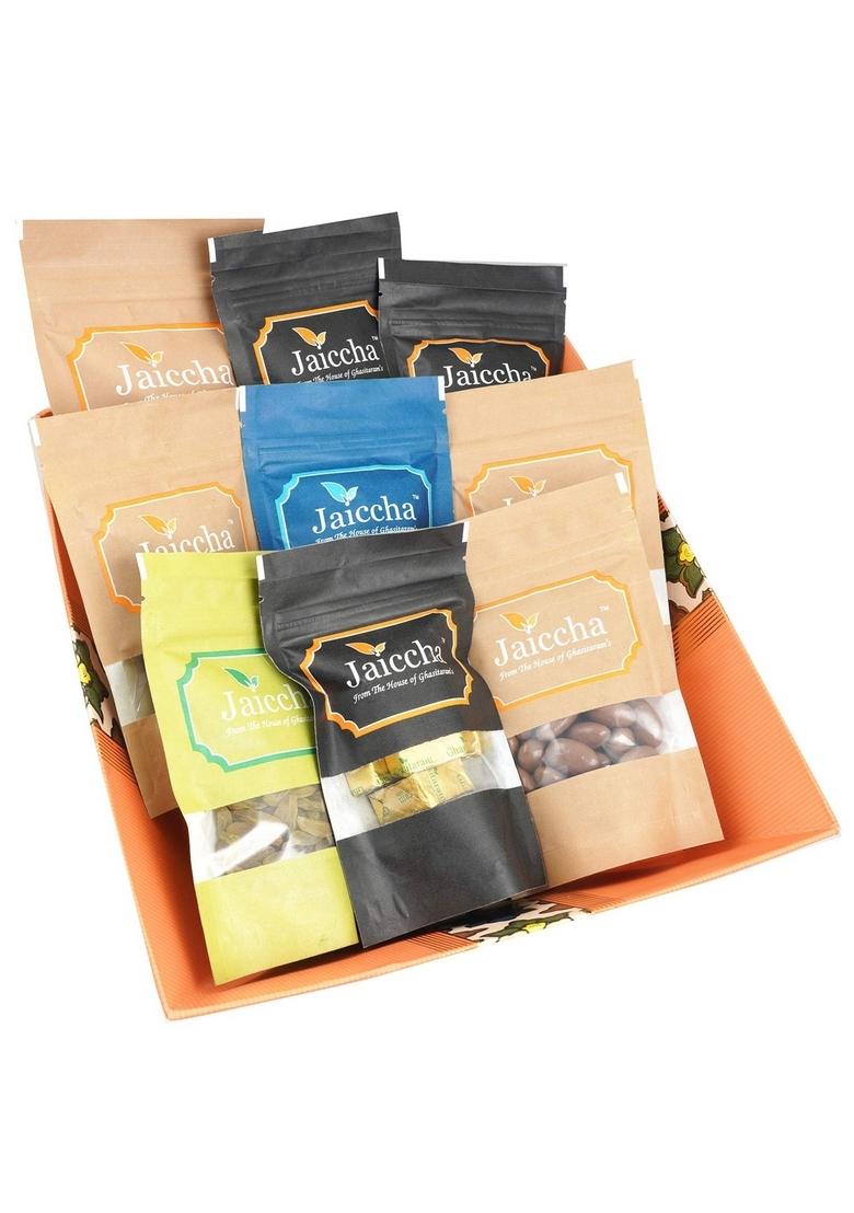 Ghasitaram Big Basket Hamper of Best 9 Almonds,Raisins,Flavoured,MEWA Bites,Kaju,ChocoAlmonds,Chakli,Mango Bites,Sugarfree Bite|Sugar Free Sweets|Diabetic Friendly|Diwali SugarFree Sweets Box