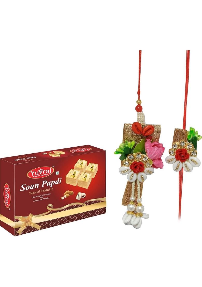 Yuvraj Rakhi with Soan papdi 400 Gm (Patisa) Sweets Special Festival box pack