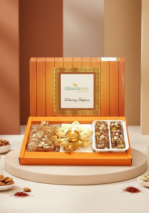 Ghasitaram Gifts Sugarfree Sweets, T-Lite and Almonds Pouch|Sugar Free Sweets|Diabetic Friendly|Diwali Sugar Sweets Box