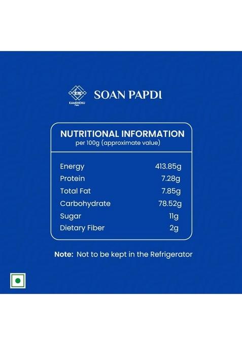 Kamdhenu Mishti s Soan Papdi 1kg (Pack of 2X400g Each) | Indian Sweets Made With Pure Ghee & Best Ingredients Added Dry Fruits No Preservatives or Additives Sweet Gift Box