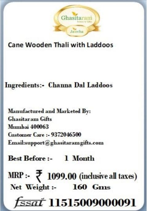 Ghasitaram Gifts Cane Wooden Thali with Laddoos |Sweets|Sweets Gift Pack|Diwali Sweets|Indian Mithai|Diwali Sweets Box|