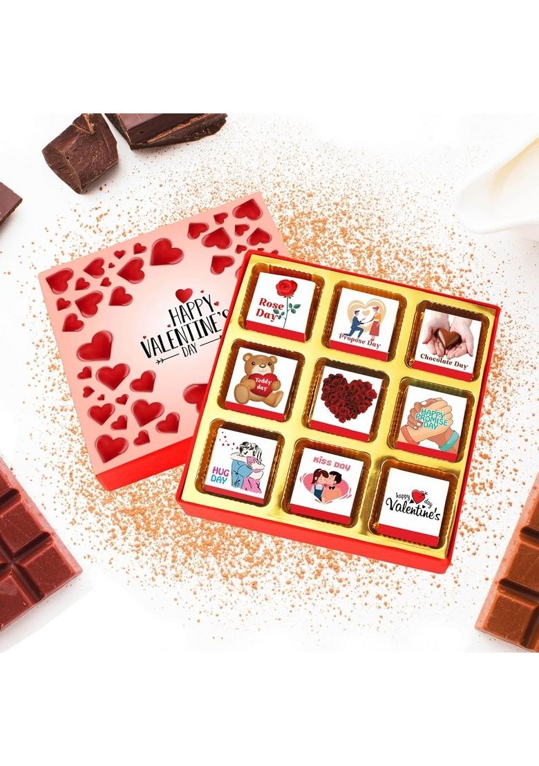 Chocoloony Happy Valentine's Day Chocolate & Red Tin Heart Shape Box Gift Hamper