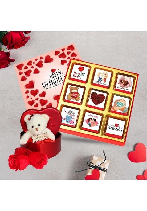 Chocoloony Happy Valentine's Day Chocolate & Red Tin Heart Shape Box Gift Hamper