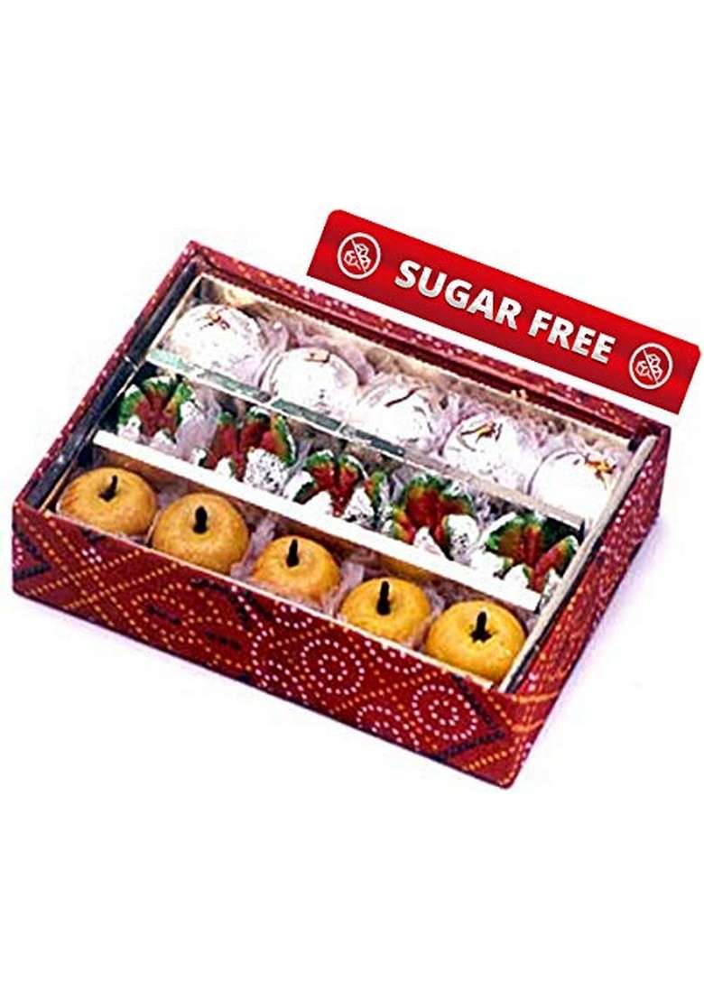 Ghasitaram Gifts Sugar Free Fancy Mix Sweets ( 400 GMS ) |Sweets|Sweets Gift Pack|Diwali Sweets|Indian Mithai|Diwali Box|Sweets Box - Indya