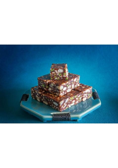 Dessert Drama Diwali Special Healthy and Delicious Sugarfree Dry Fruits & Nuts Barfi (400 Gram) Sweet Box with Ganesh ji Laxmi murti