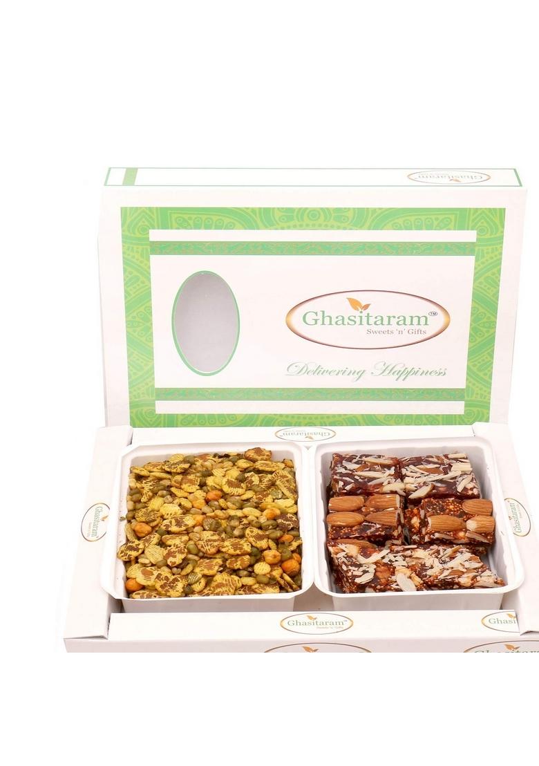 Ghasitaram Gifts Diet Protein Mix Namkeen with Natural Sugarfree Hamper|Sugar Free Sweets|Diabetic Friendly|Diwali Sugar Sweets Box