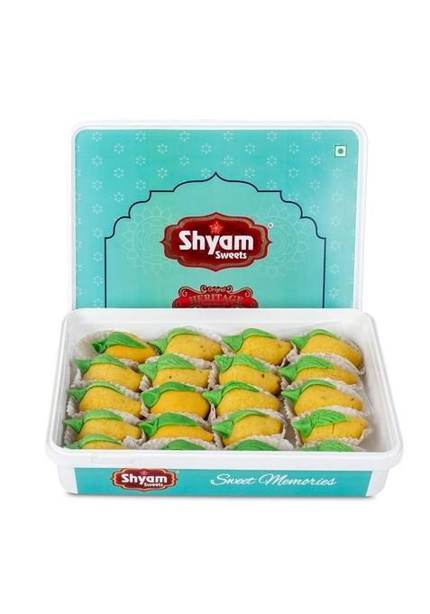 shyam sweets Kaju Mango Burfi 900g Premium Cashew Almond Mithai | Exotic Indian Sweet with Less Sugar Gift Box for Festivals & Celebrations Pure Vegetarian