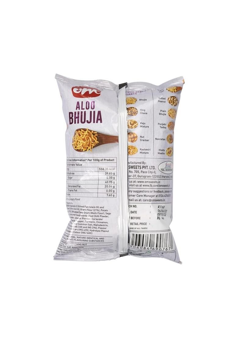 OM SWEETS & SNACKS namkeen healthy Indian Crispy Fresh Snack | No added colours or preservatives Products Ready to eat Finest Tea time 200g X 4 (Aloo Bhujia)