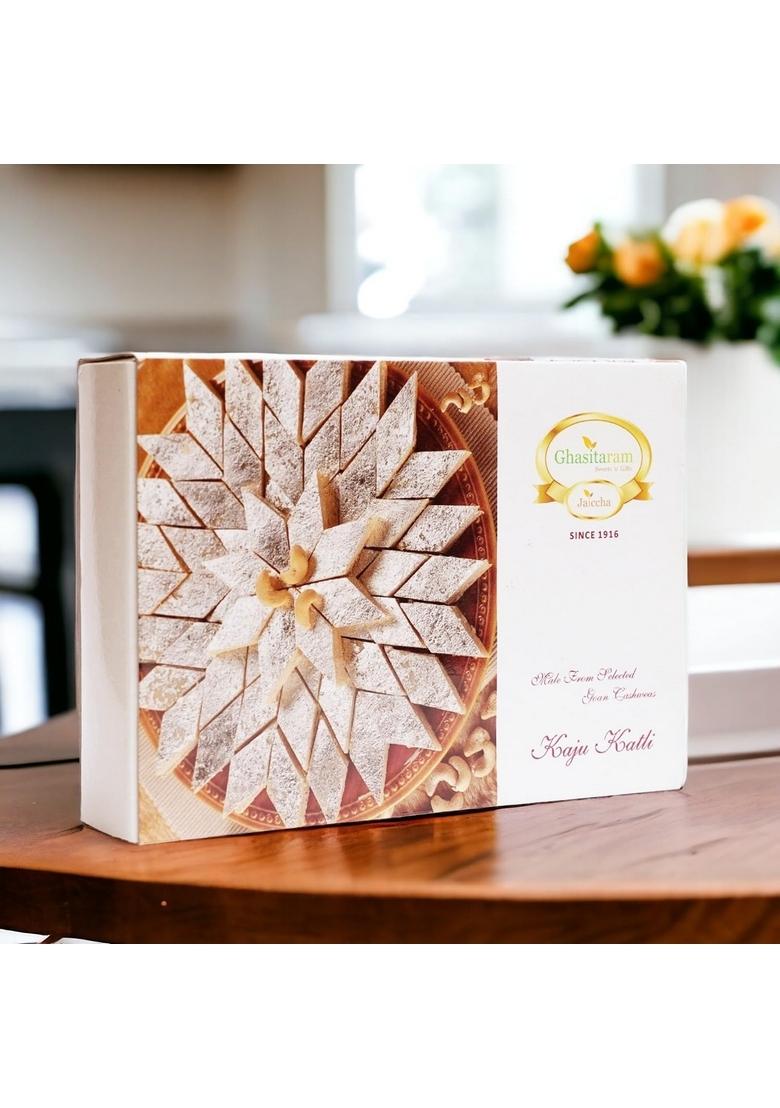 Ghasitaram Gifts Orange Hamper Box with Kaju Katli, Milk Cake,MEWA Bites and Crunchy Cashews|Gift Hamper|Diwali Gift Hamper|Food Hampers|Gourmet Hampers|