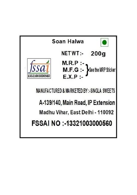 Singla Sweets Soan halwa 200g Indian Sweet