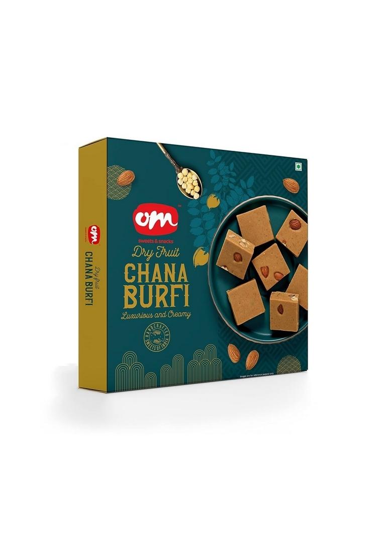 OM SWEETS & SNACKS | Chana Dry Fruit Burfi 350 Gm