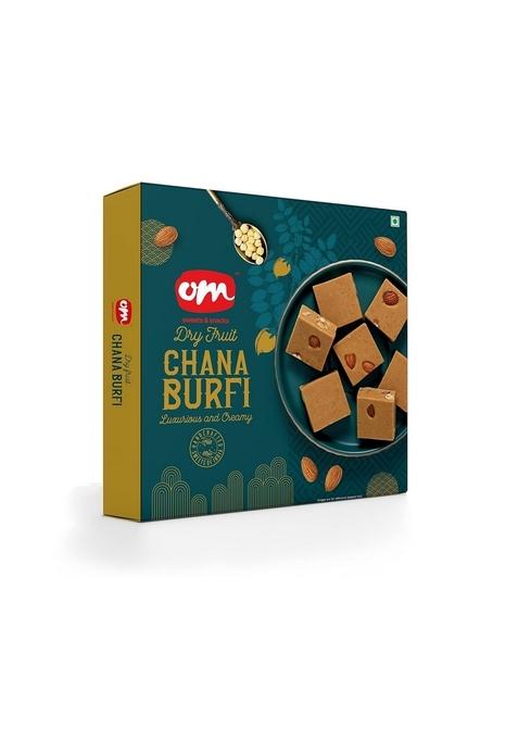 OM SWEETS & SNACKS | Chana Dry Fruit Burfi 350 Gm