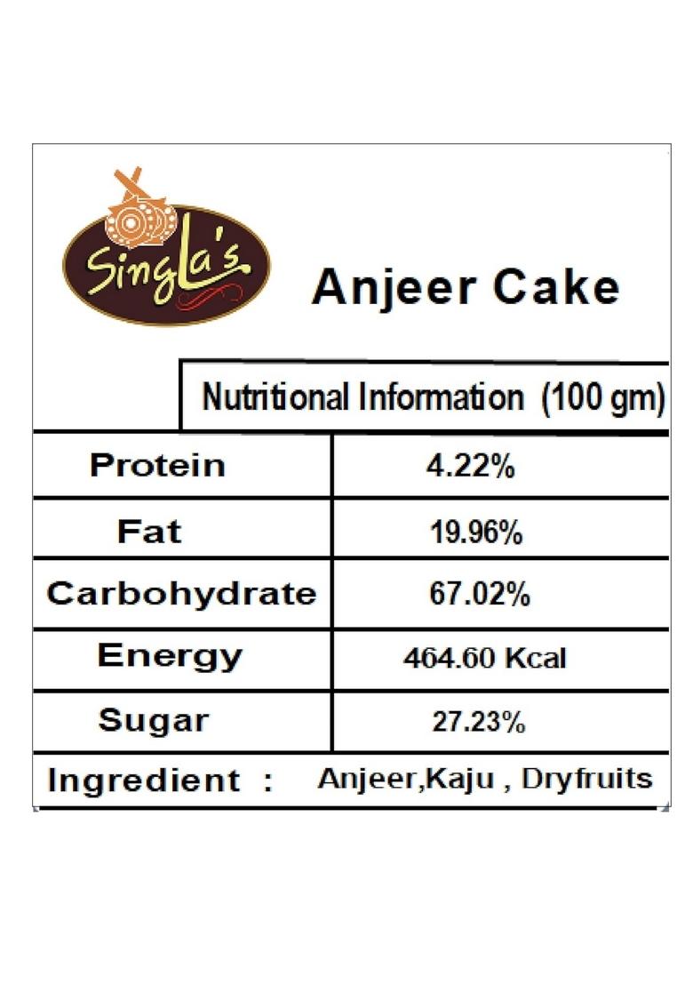 Singla Sweets Anjeer Cake 500g Indian mithai sweet barfi