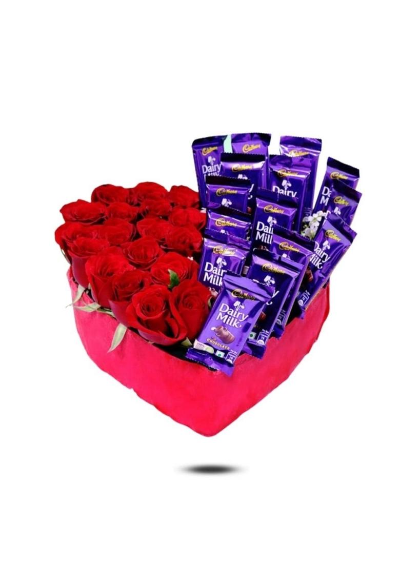 SWEET STEMS Dairy Milk Heart Box Romantic Chocolate Hamper (Birthday Card)