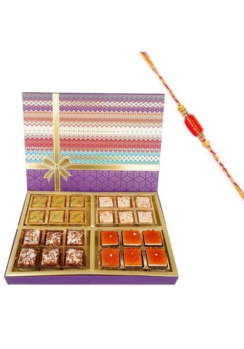 Ghasitaram Rakhi Gifts for Brothers Fruit n Nut Assorted 24 Bites Box with Beads