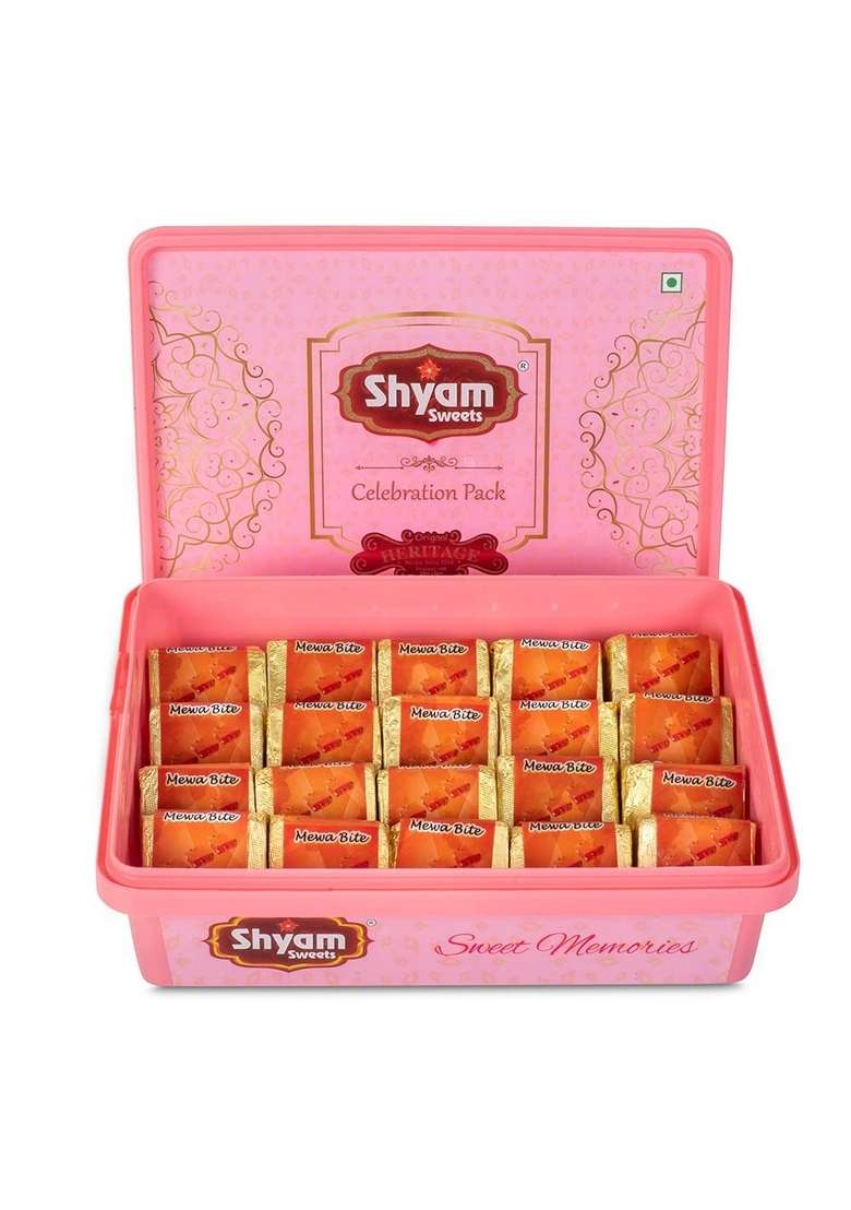 shyam sweets Mewa Bite Orange 400g | Exotic Cashew Almond Sweet Low Sugar Premium Mithai Handcrafted Indian Box Festive Gifting Delight - Indya