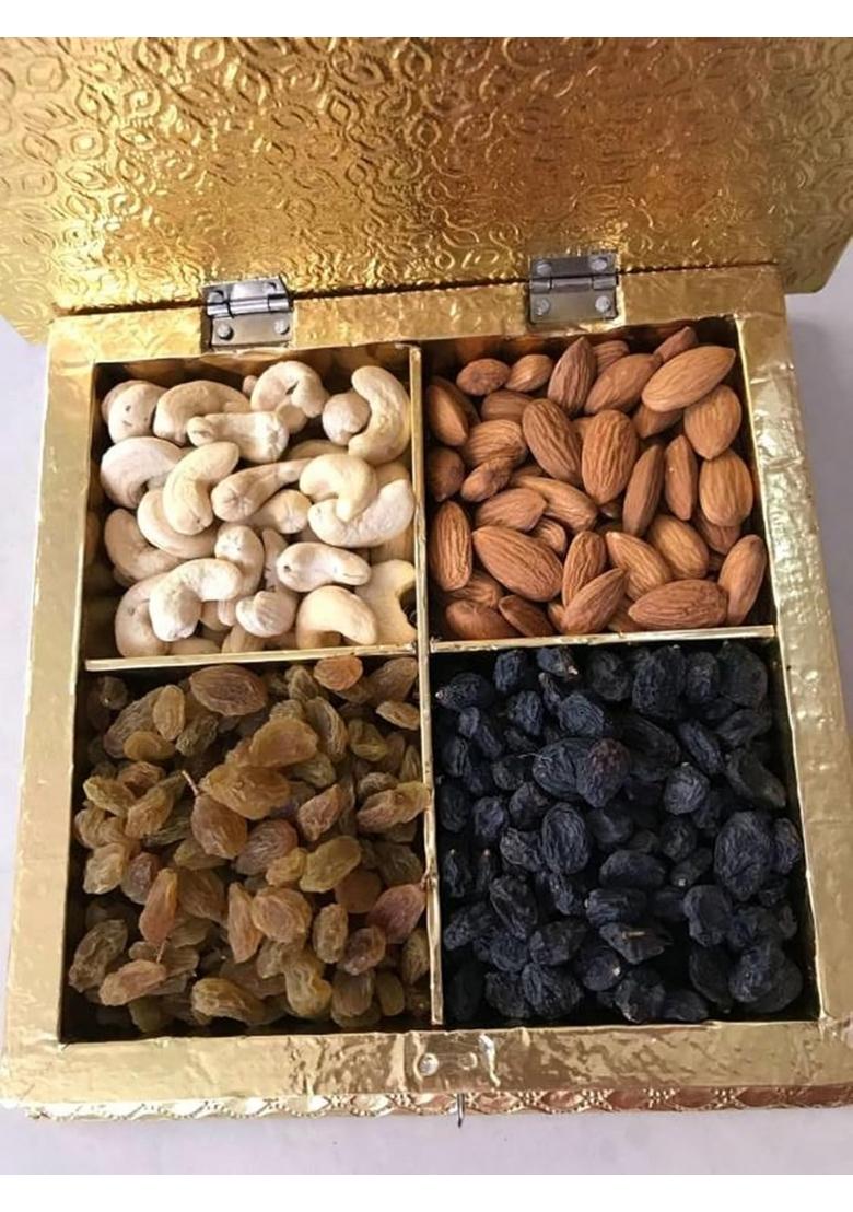 NATIERRA Diwali Gift Items Box Slider Pack Of 4 MIX dry Fruits Almonds, Cashews, Raisins (4 x 100 g)
