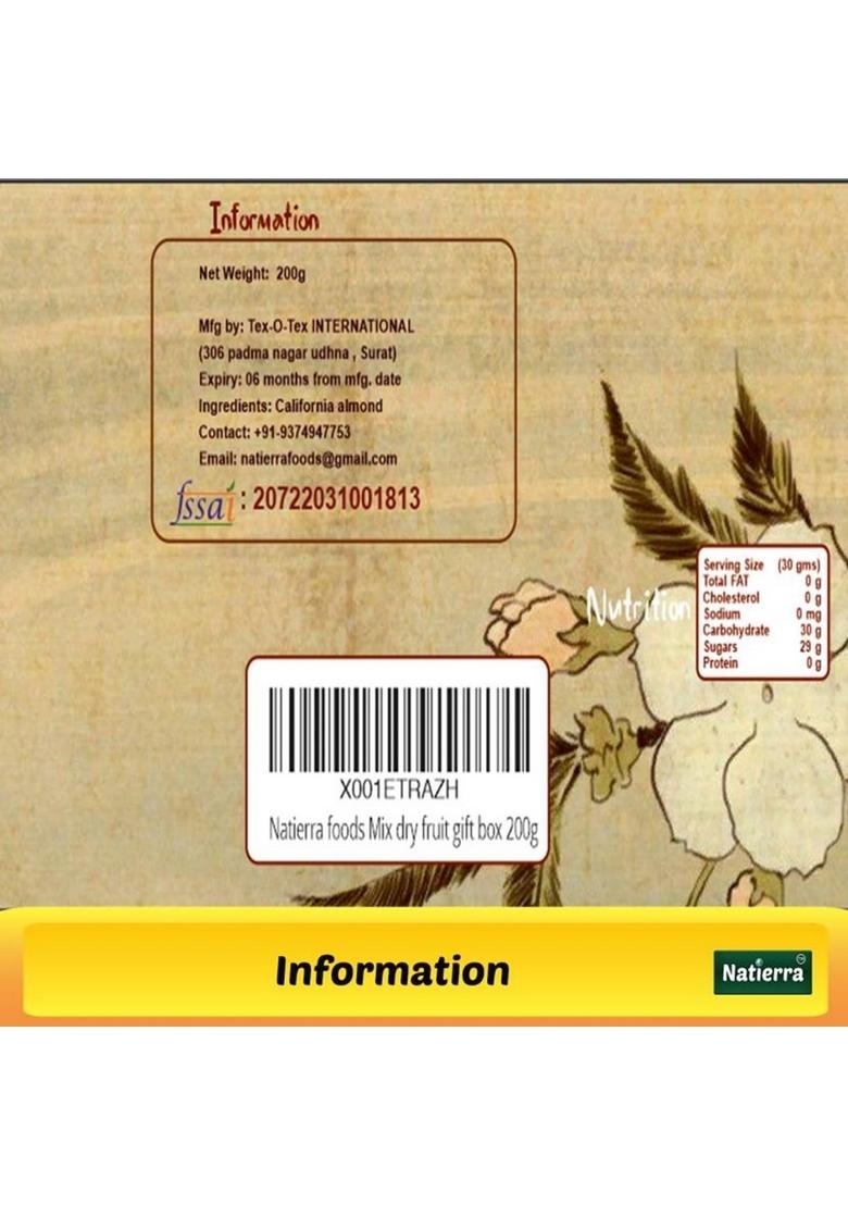 NATIERRA Diwali Gift Items Box Slider Pack Of 4 MIX dry Fruits Almonds, Cashews, Raisins (4 x 100 g)