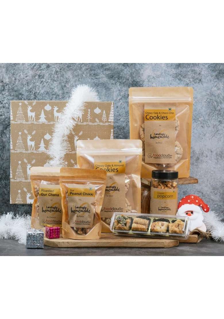 FOODCLOUD.IN Munchies Sweet Indulgence Christmas Treats Box - Vegan, Gluten Free, & Roasted (Pack of 6) - Indya