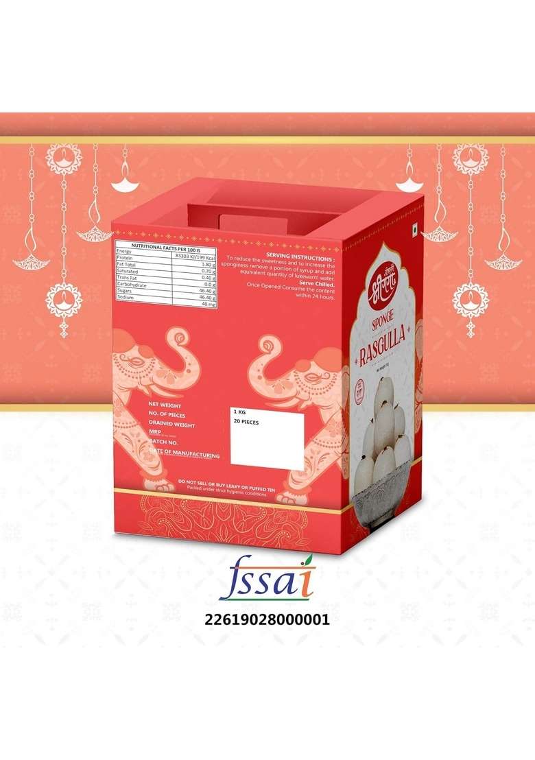 Bikaneri Shree Ganga Rakhi and Sweets Combo, 4 Rakhis, 1 Kids Rakhi, Soft Gulabjamun, Spongy Rasgulla Gift Box - Indya