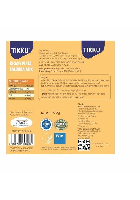 TIKKU Premium Kesar Pista Falooda mix 100 g box | Instant Dessert
