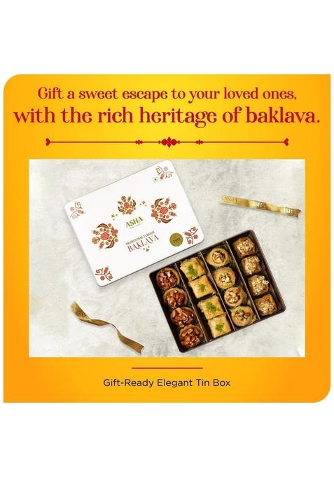 ASHA SWEET CENTER SWEETS Baklava Assorted (Pack Of 2 X 430 Grams) Tin Box, Premium Perfect for Gifting and Snacking, Turkish Delight Made With Fresh Ingredients