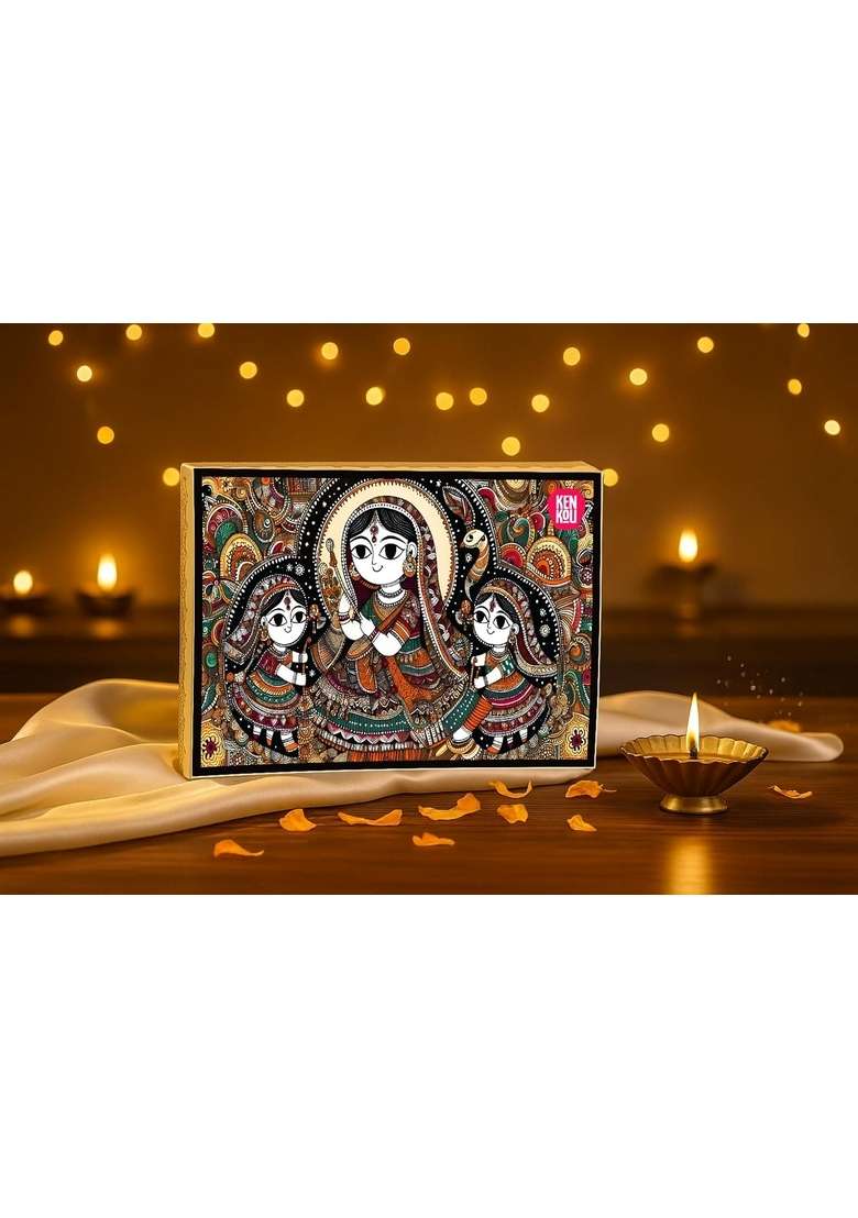 KENKOU Healthy Gift Box For All Occassions | Premium Energy Bites Festivals Guilt Free in a Gond, Mix Seeds, Roasted Channa, Peanut & Rose Laddu 12pc - Indya