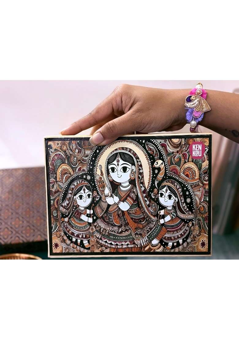 KENKOU Healthy Gift Box For All Occassions | Premium Energy Bites Festivals Guilt Free in a Gond, Mix Seeds, Roasted Channa, Peanut & Rose Laddu 12pc - Indya