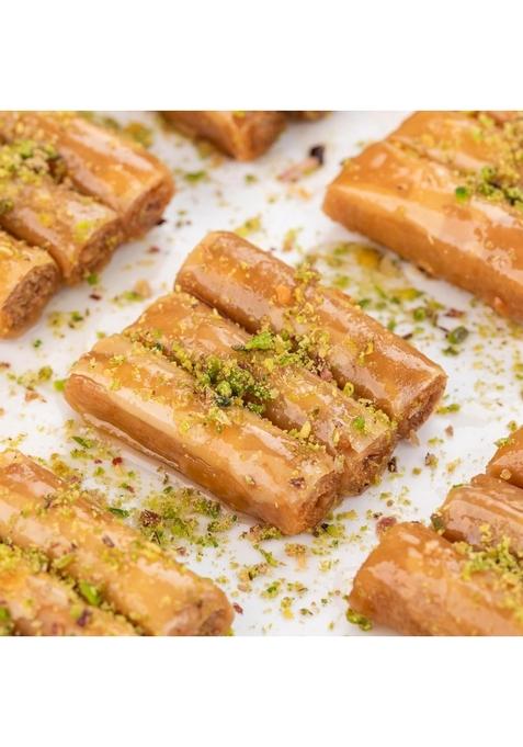 THE BAKLAVA BOX Royal Vega Gift Assorted Premium Baklavas With 2 Sets of Rakhi, Ribbon Packaging and Greeting Card (1 Kg)