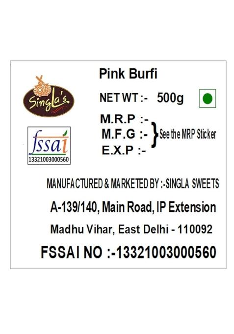Singla Sweets Pink Coconut Burfi Indian Mithai sweet