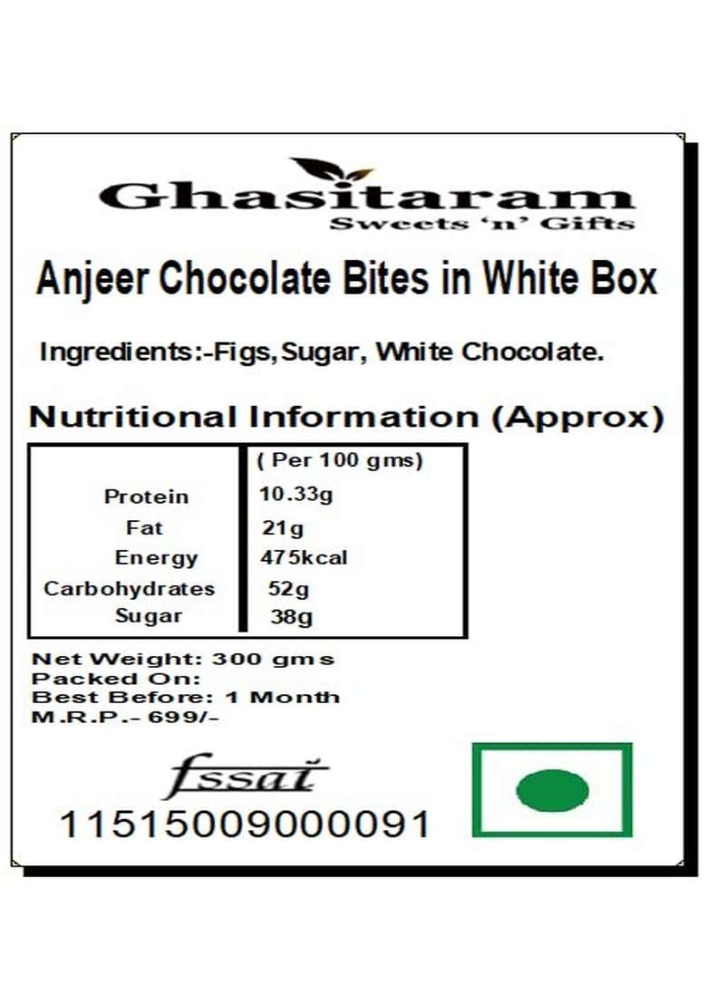 Ghasitaram Gifts Christmas - Anjeer Chocolate Bites in White Box - Indya