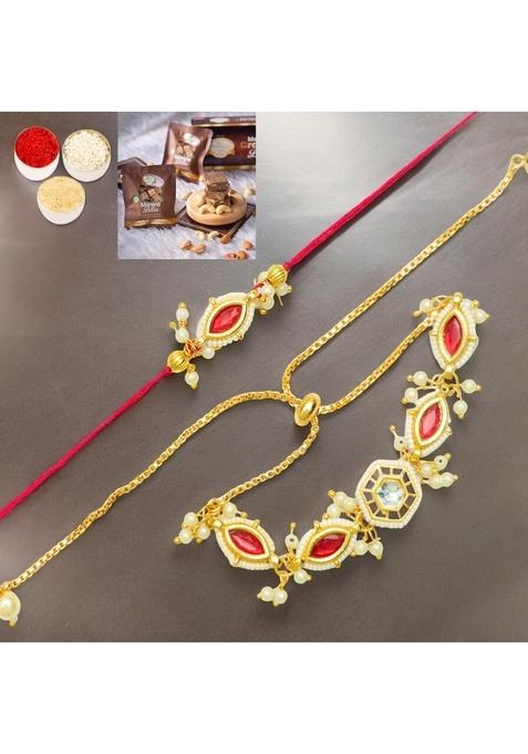 Ghasitaram Gifts Rakhi for Brother Rakhis Online Rmj- 10012 Bhaiya Bhabhi with MEWA Bite Box