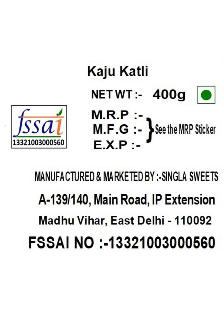 Singla Kaju Katli 400g Indian Burfi Sweets for all occasions