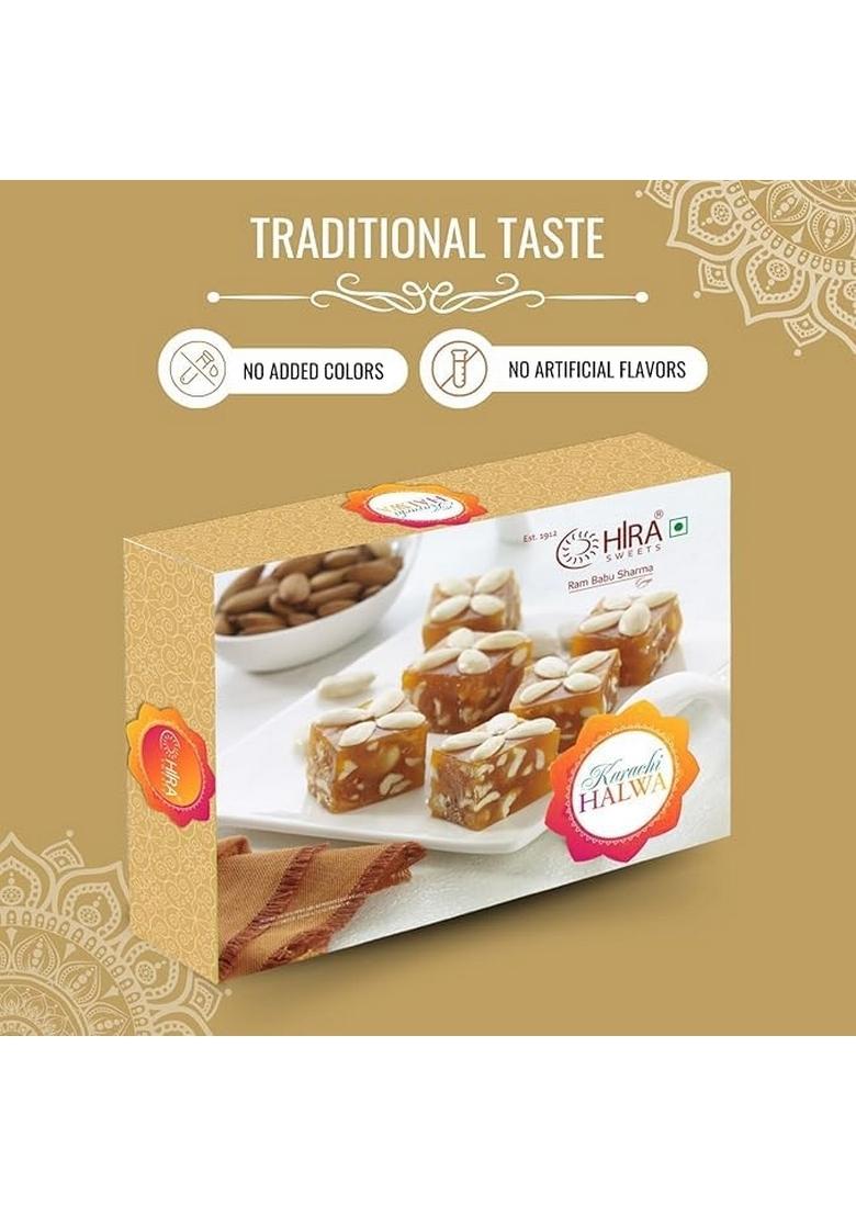 HIRA SWEETS Karachi Halwa (500 g) | Made with Pure Desi Ghee Handcrafted Indian Traditional Mithai No Added Colours or Artificial Flavors Festival Gift Pack (Pack of 2, Halwa)