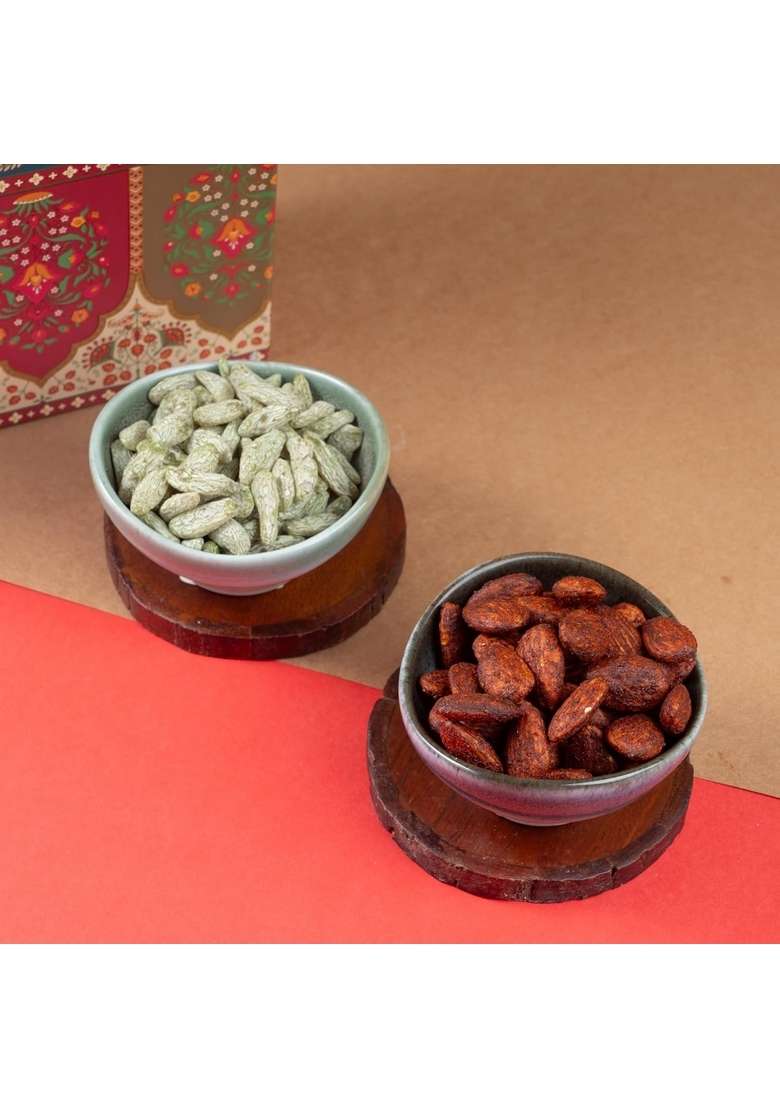 Ghasitaram Gifts Diwali Gift - Ring Basket with Assorted Dry Fruit Sweets, dryfruits, and mithai Pouches|Gift Hamper|Diwali Hamper|Food Hampers|Gourmet Hampers| - Indya