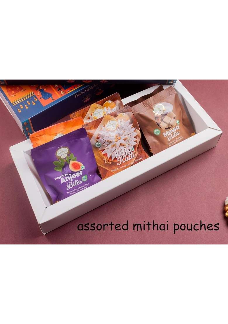 Ghasitaram Gifts Diwali Gift - Ring Basket with Assorted Dry Fruit Sweets, dryfruits, and mithai Pouches|Gift Hamper|Diwali Hamper|Food Hampers|Gourmet Hampers| - Indya