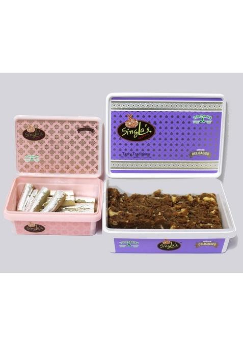 Singla sweets kaju roll 200g and Dodha Burfi 400g Combo pack of 2 (600g) Indian Sweet Mithai Gift