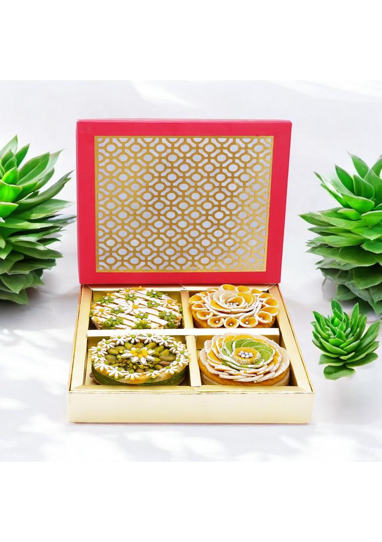 Ghasitaram Gifts Mini Mithai Cakes in Carving Box |Sweets|Sweets Gift Pack|Diwali Sweets|Indian Mithai|Diwali Sweets Box|Sweets
