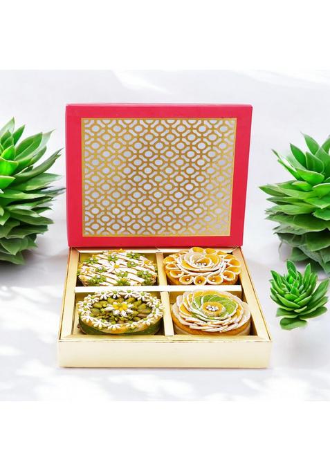 Ghasitaram Gifts Mini Mithai Cakes in Carving Box |Sweets|Sweets Gift Pack|Diwali Sweets|Indian Mithai|Diwali Sweets Box|Sweets