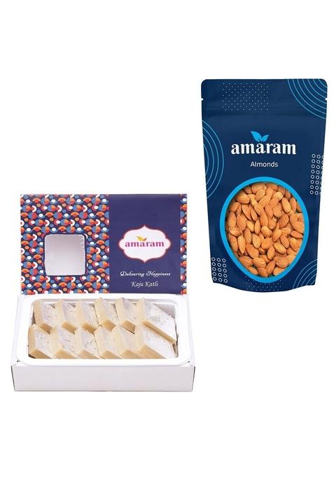 Amaram by Ghasitaram Kaju Katli and Almonds Pouch|Dryfruit Gift Hamper|Dry Fruit Combo Pack Offer|Dry Pack|Dry Box|Diwali Dry Pouch|Mix Nut|