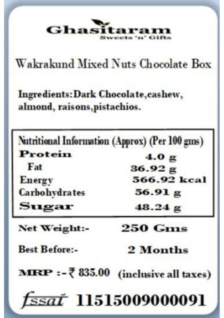Ghasitaram Gifts Valentine Chocolates - Wakrakund Mixed Nuts Chocolate Box - Indya