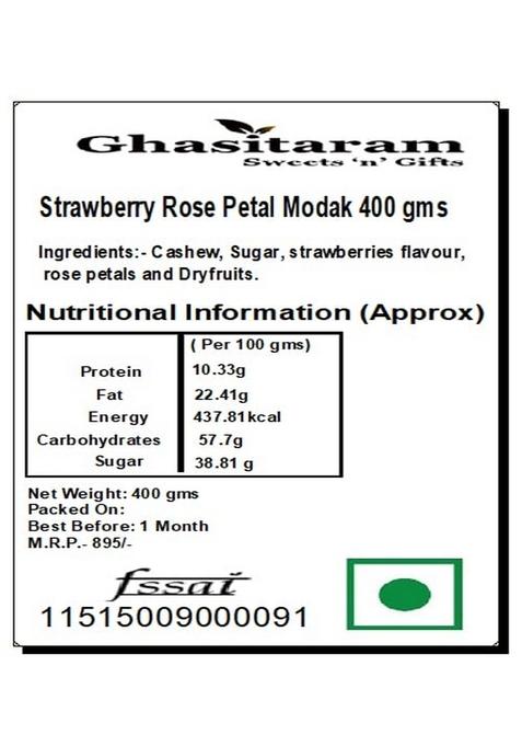 Ghasitaram Gifts Sweets Ganesha Chaturthi Modaks Strawberry Rose Petal Modak 800 GMS