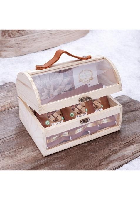 Ghasitaram Gifts Acrylic Trunk Box with Kaju Katli and 5 Mewa Bites| Gift Hamper| Diwali Hamper|Food Hampers|Gourmet Hampers|