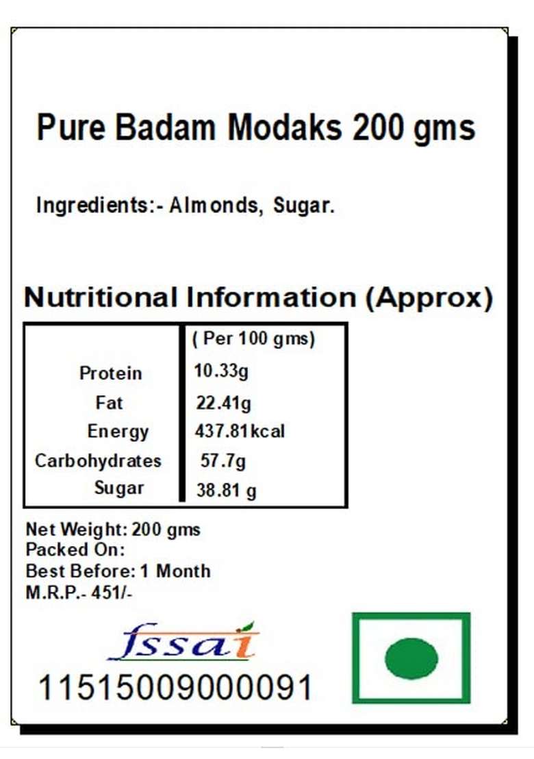 Ghasitaram Gifts Ganesha Chaturthi Gift Sweets - Pure Badam Modaks 200 GMS - Indya
